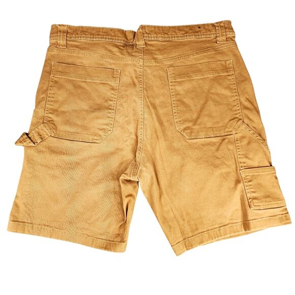 WXYZ Carpenter Short sz 34 Caramel Cognac Brown Stretch Cargo Pocket Workwear 8" - Picture 2 of 11